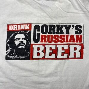 Vintage 90s Maxim Gorky Russian socialism writer beer shirt LARGE
